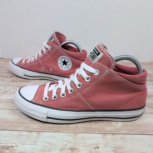 Converse All Stars Mid Hi Top Sneakers Dark Coral Pink Padded Canvas Size 8
